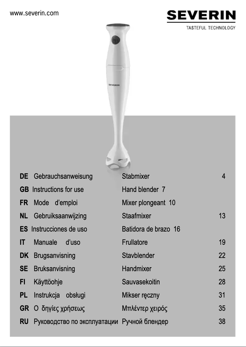 Page n°1 - Manuel utilisateur Severin SM 3736