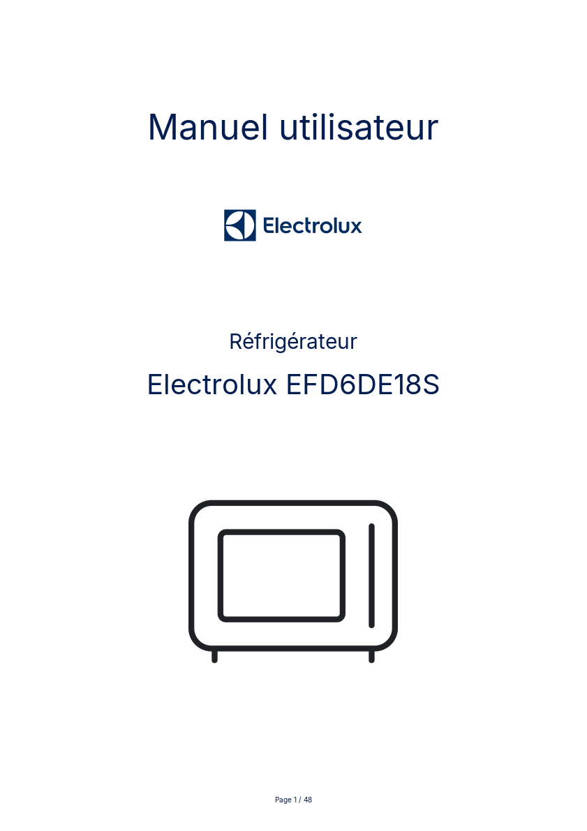 Page n°1 - Manuel utilisateur Electrolux EFD6DE18S