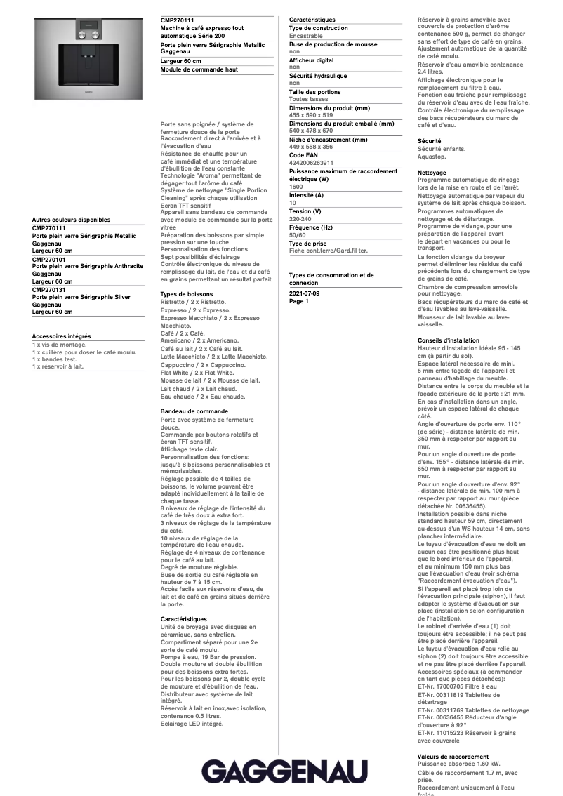 Imagen de la primera página del manual del dispositivo CMP270111