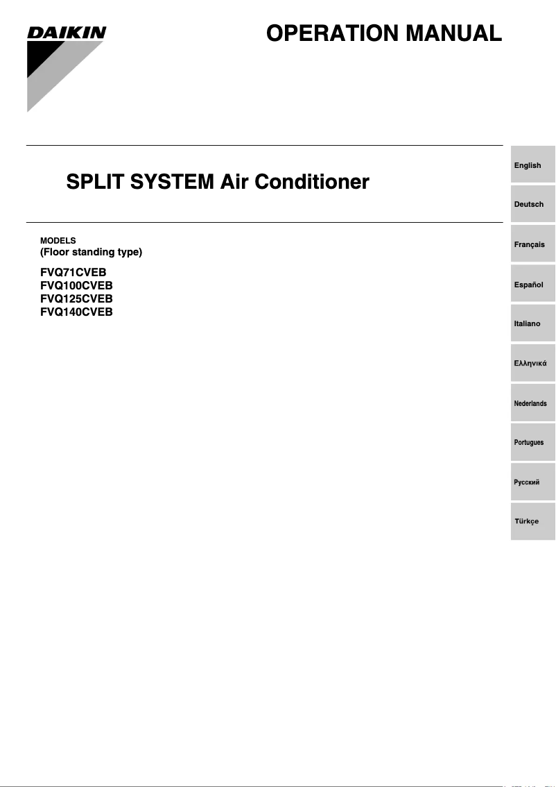 Page 1 de la notice Manuel utilisateur Daikin FVQ71CVEB