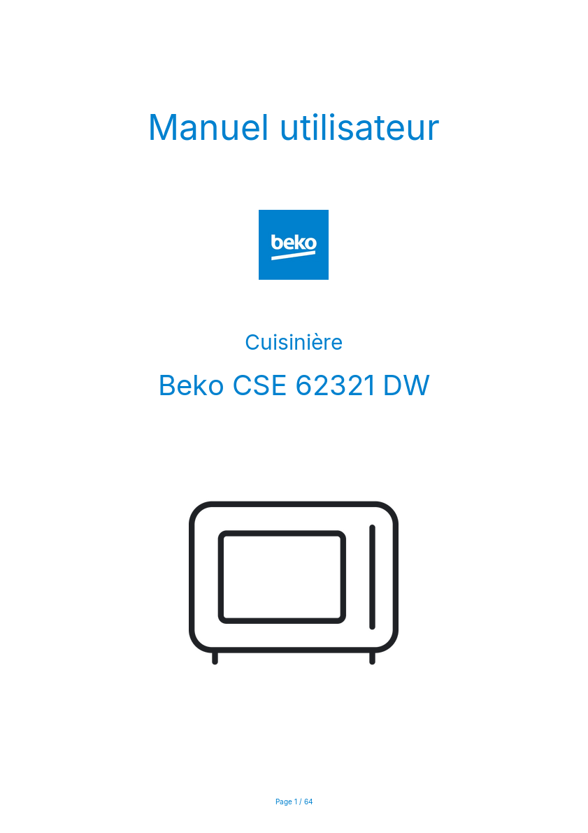 Image de la première page du manuel de l'appareil CSE 62321 DW