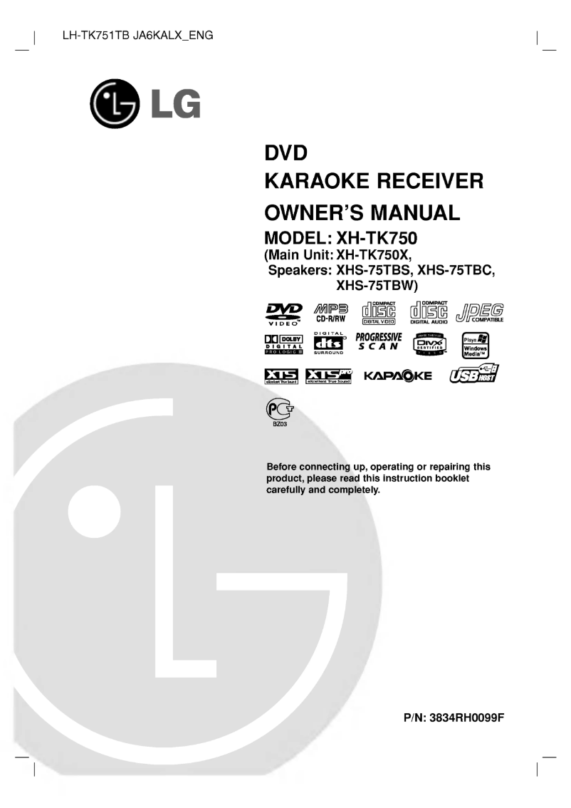 Page 1 de la notice Manuel utilisateur LG LH-TK751TB