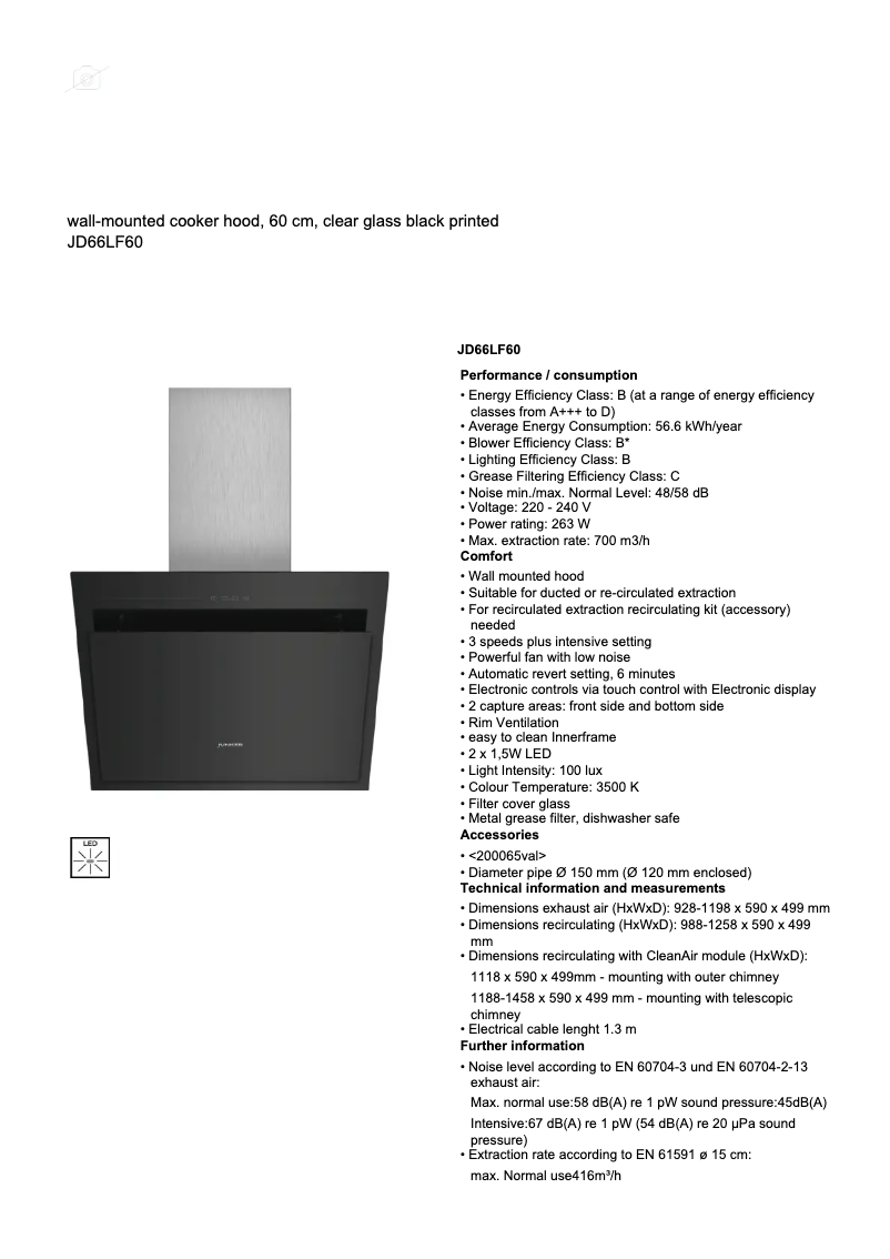 Page n°1 - Fiche technique Junker JD66LF60