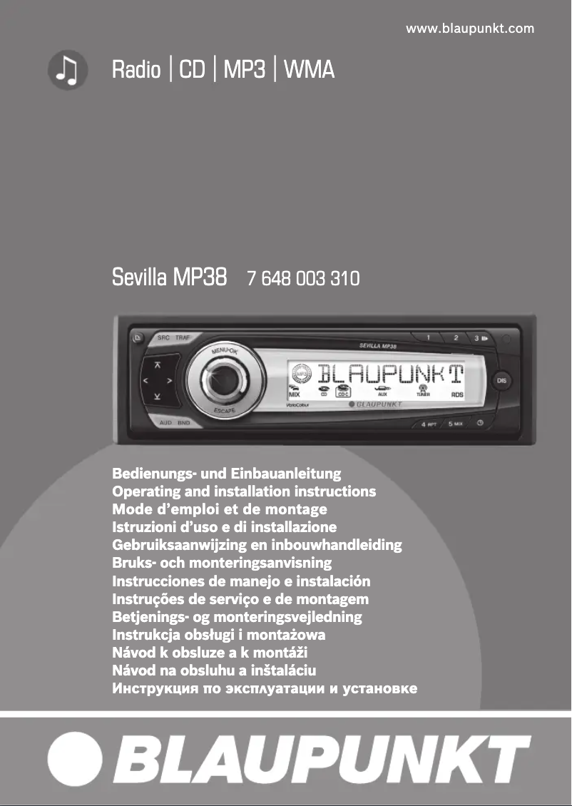 Página 1 del manual Manual de usuario Blaupunkt Sevilla MP38