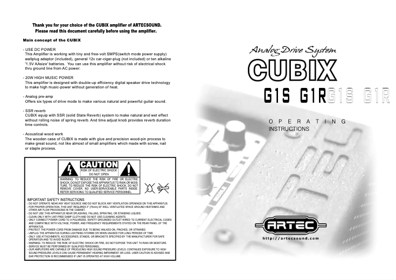 Page 1 de la notice Manuel utilisateur Artec Cubix G2R
