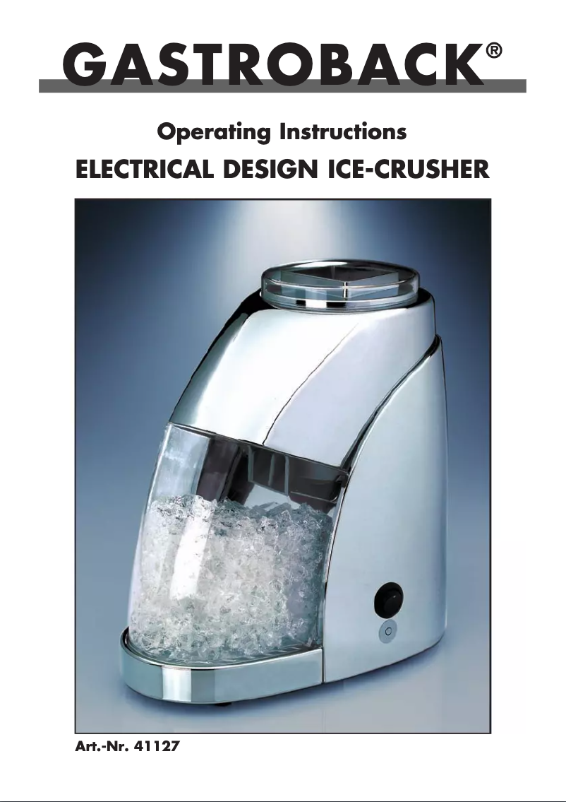 Image de la première page du manuel de l'appareil Electrical Ice Crusher