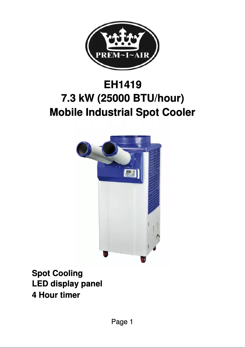 Image de la première page du manuel de l'appareil EH1419