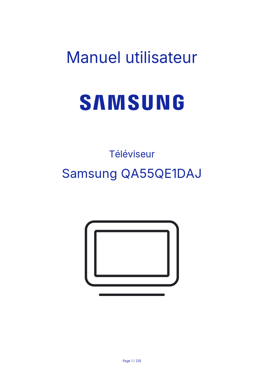 Page 1 de la notice Manuel utilisateur Samsung QA55QE1DAJ