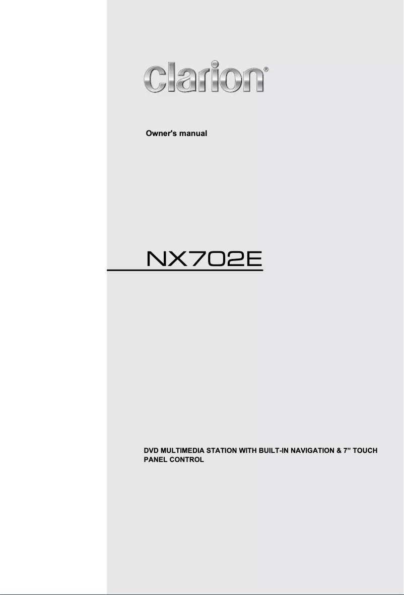 Page 1 de la notice Manuel utilisateur Clarion NX702E