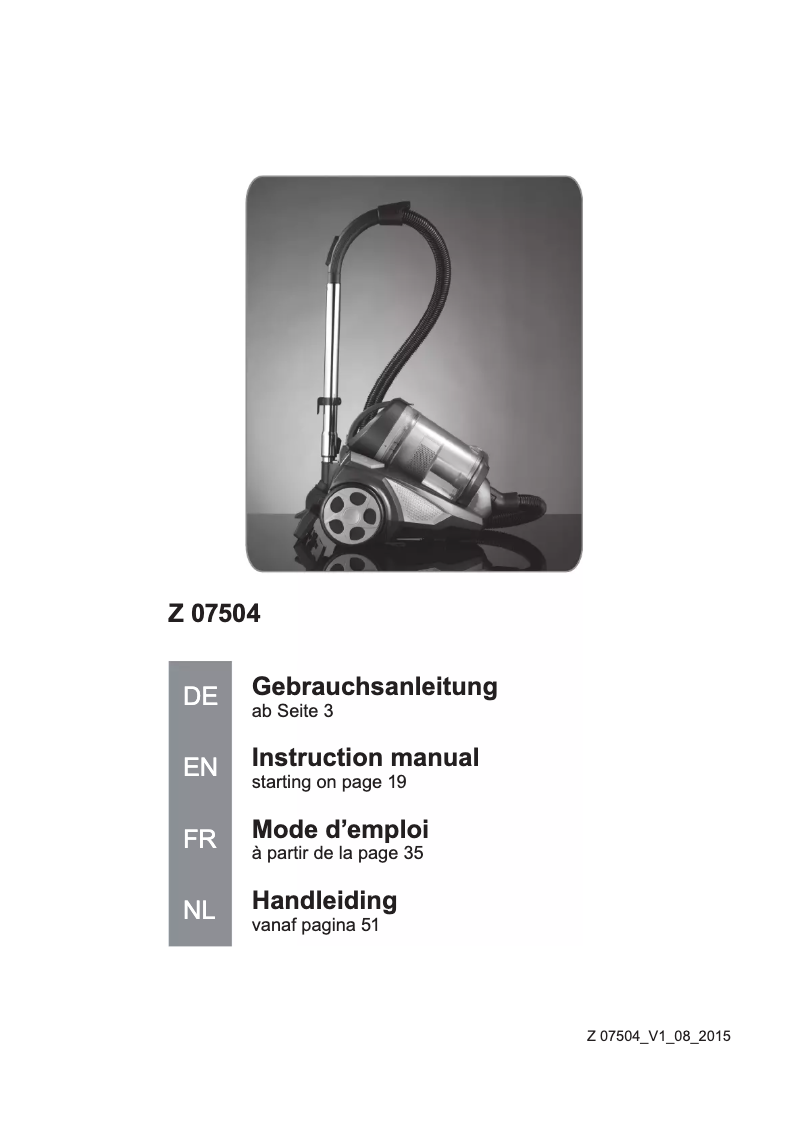 Page n°1 - Manuel utilisateur Cleanmaxx Z 07504