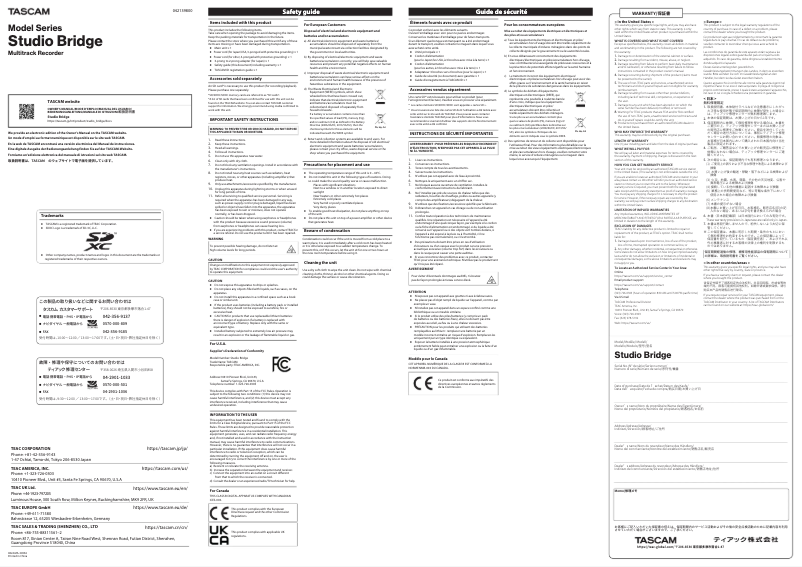 Image de la première page du manuel de l'appareil Studio Bridge