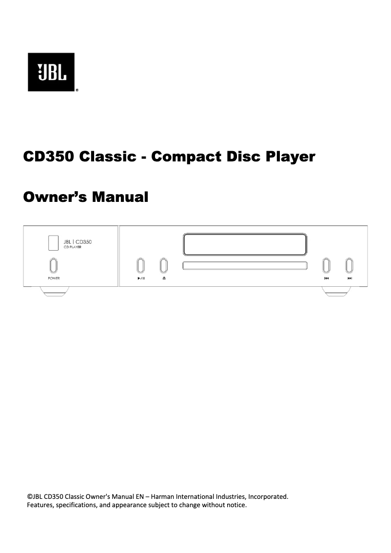 Image de la première page du manuel de l'appareil CD350 Classic