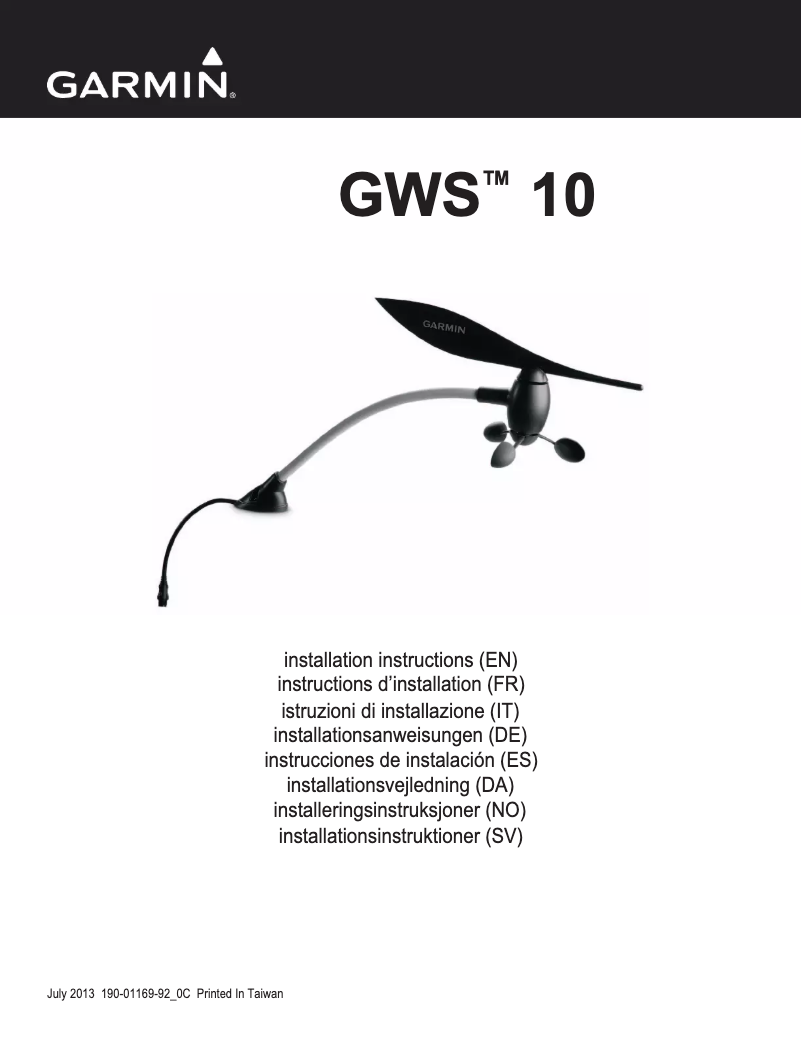 Página 1 del manual Guía de instalación Garmin GWS 10