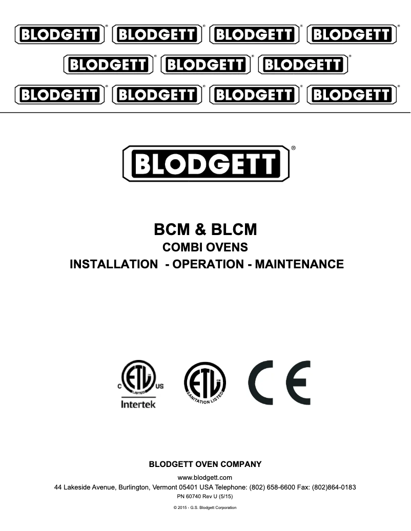 Page 1 de la notice Manuel utilisateur Blodgett BCM-61E