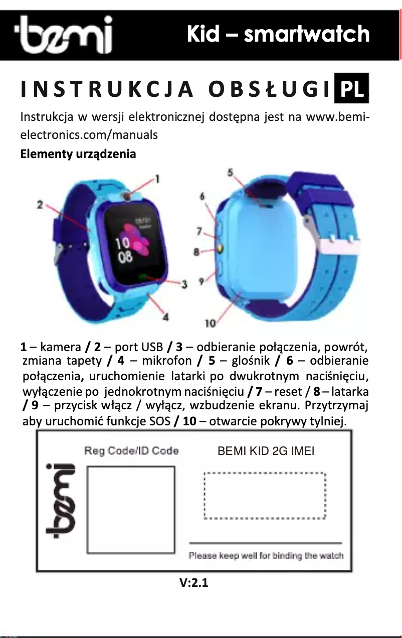 Page 1 de la notice Manuel utilisateur BEMI Kid