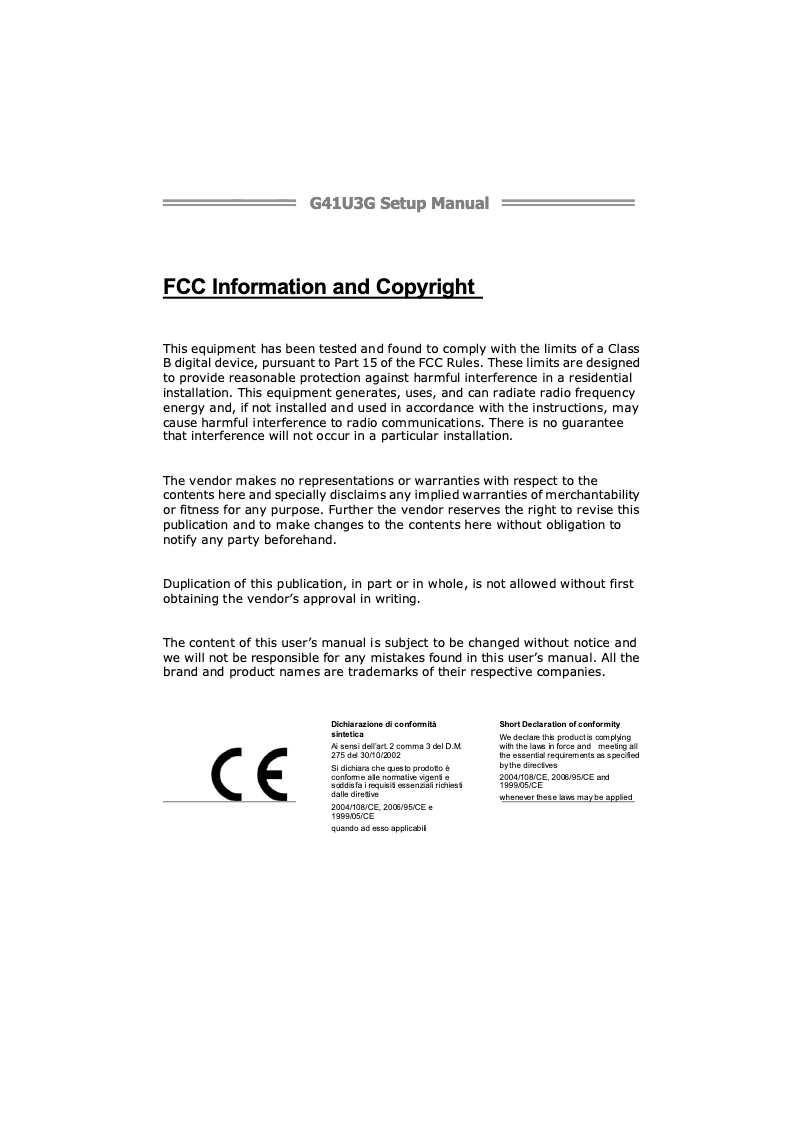 Page 1 de la notice Manuel utilisateur Biostar G41U3G