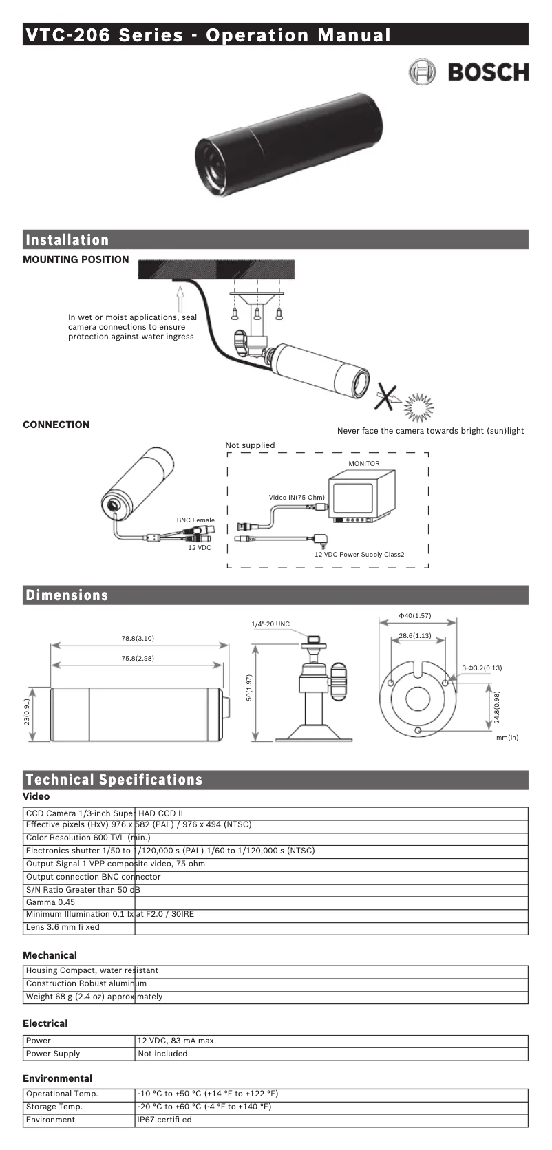 Page n°1 - Manuel utilisateur Bosch VTC-206