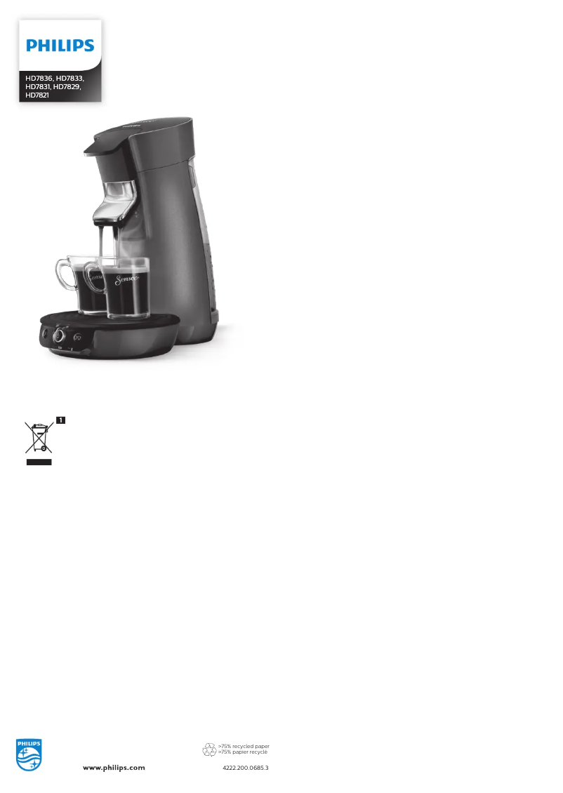 Page n°1 - Manuel utilisateur Philips Senseo Viva Cafe HD7836