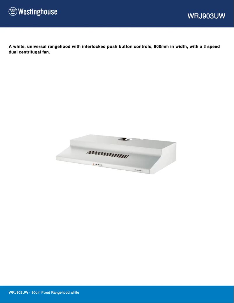 Page 1 de la notice Fiche technique Westinghouse WRJ903UW