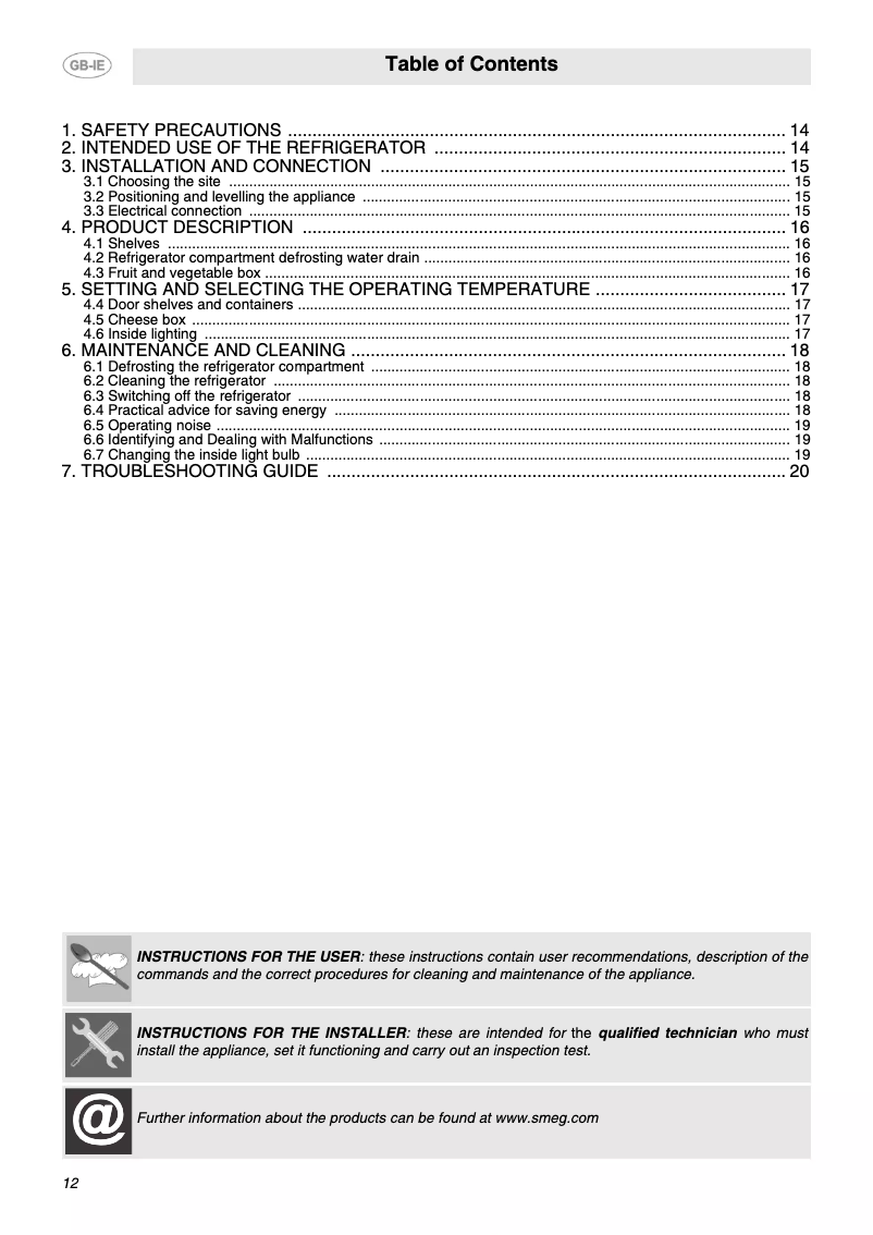 Image de la première page du manuel de l'appareil FAB10HLR