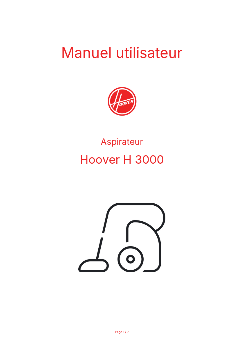 Image de la première page du manuel de l'appareil H 3000