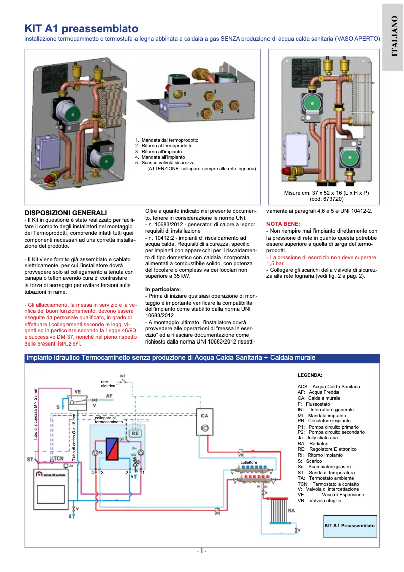 Page n°1 - Manuel utilisateur Edilkamin KIT A1