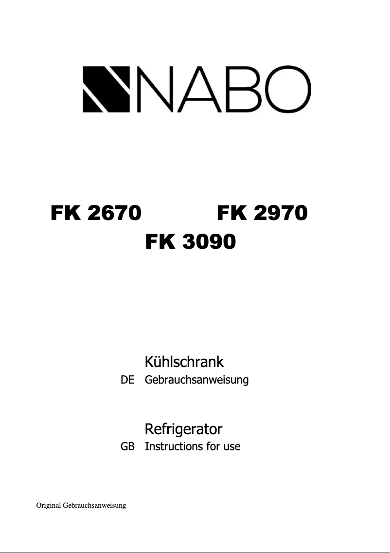 Page n°1 - Manuel utilisateur Nabo FK 3090