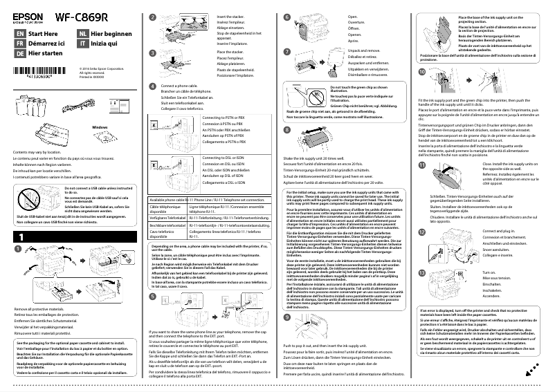 Página 1 del manual Guía de instalación Epson WorkForce Pro WF-C869R