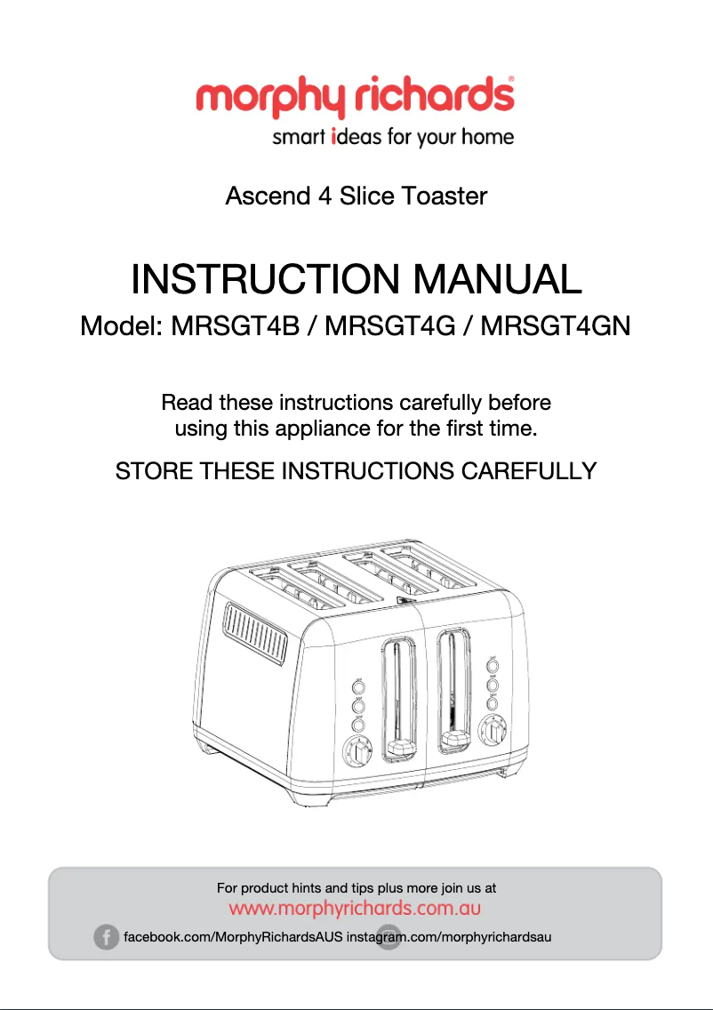 Page 1 de la notice Manuel utilisateur Morphy Richards MRSGT4B