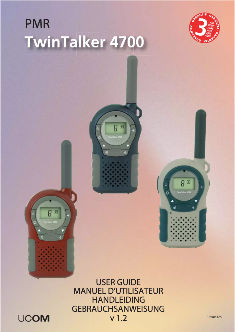 Page n°1 - Manuel utilisateur Topcom Twintalker 4700