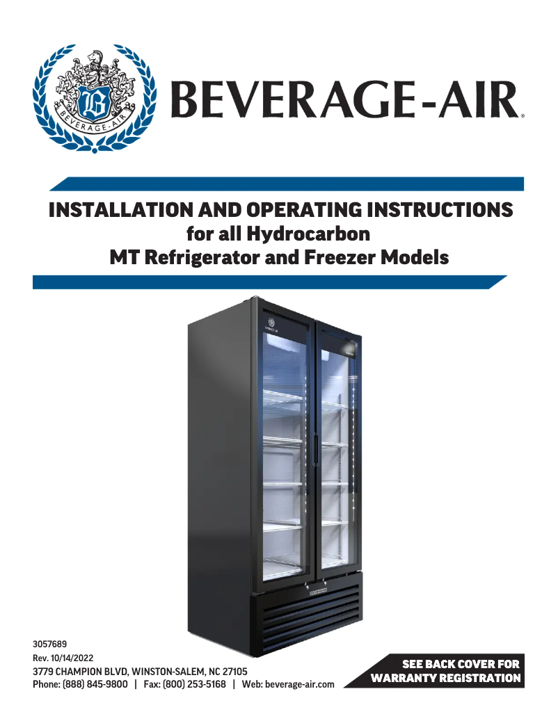 Page 1 de la notice Manuel utilisateur Beverage-Air MT49-1-SDB