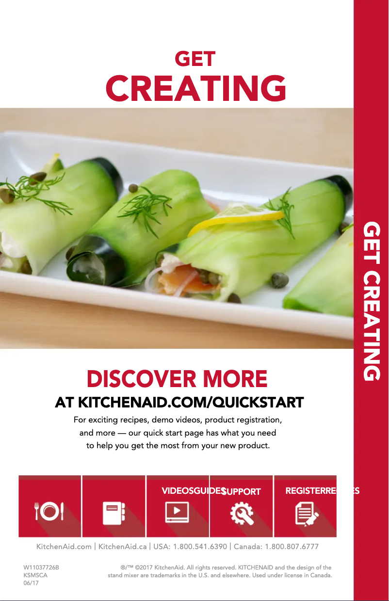 Page n°1 - Guide de démarrage rapide KitchenAid KSMSCA