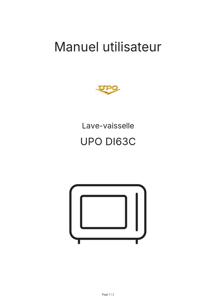 Page n°1 - Manuel utilisateur UPO DI63C