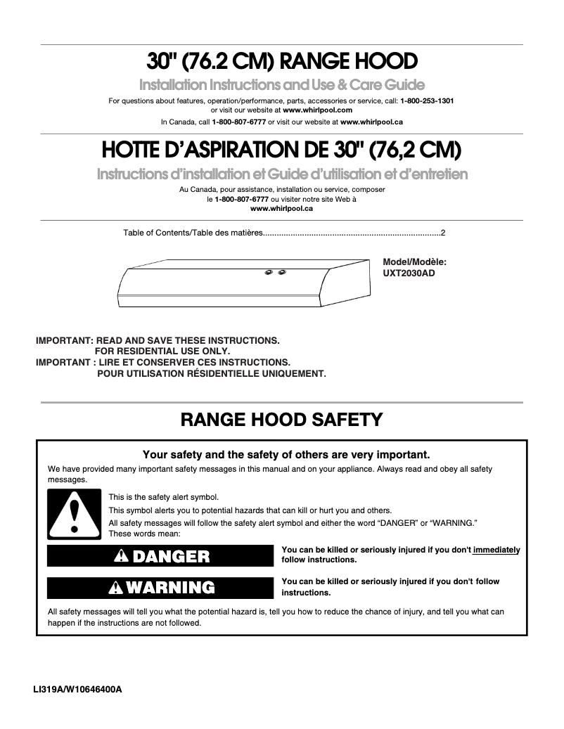 Page n°1 - Mode d'emploi Maytag UXT2030ADB