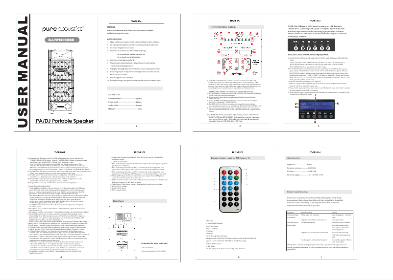 Image de la première page du manuel de l'appareil DJ-721200USB