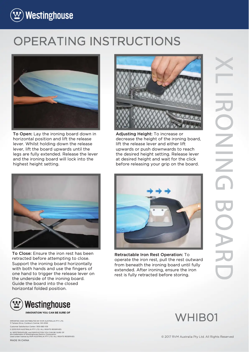 Page n°1 - Manuel utilisateur Westinghouse WHIB01