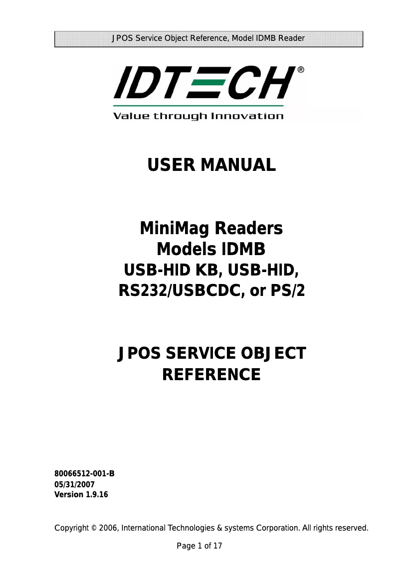 Página 1 del manual Manual de usuario ID Tech MiniMag Duo