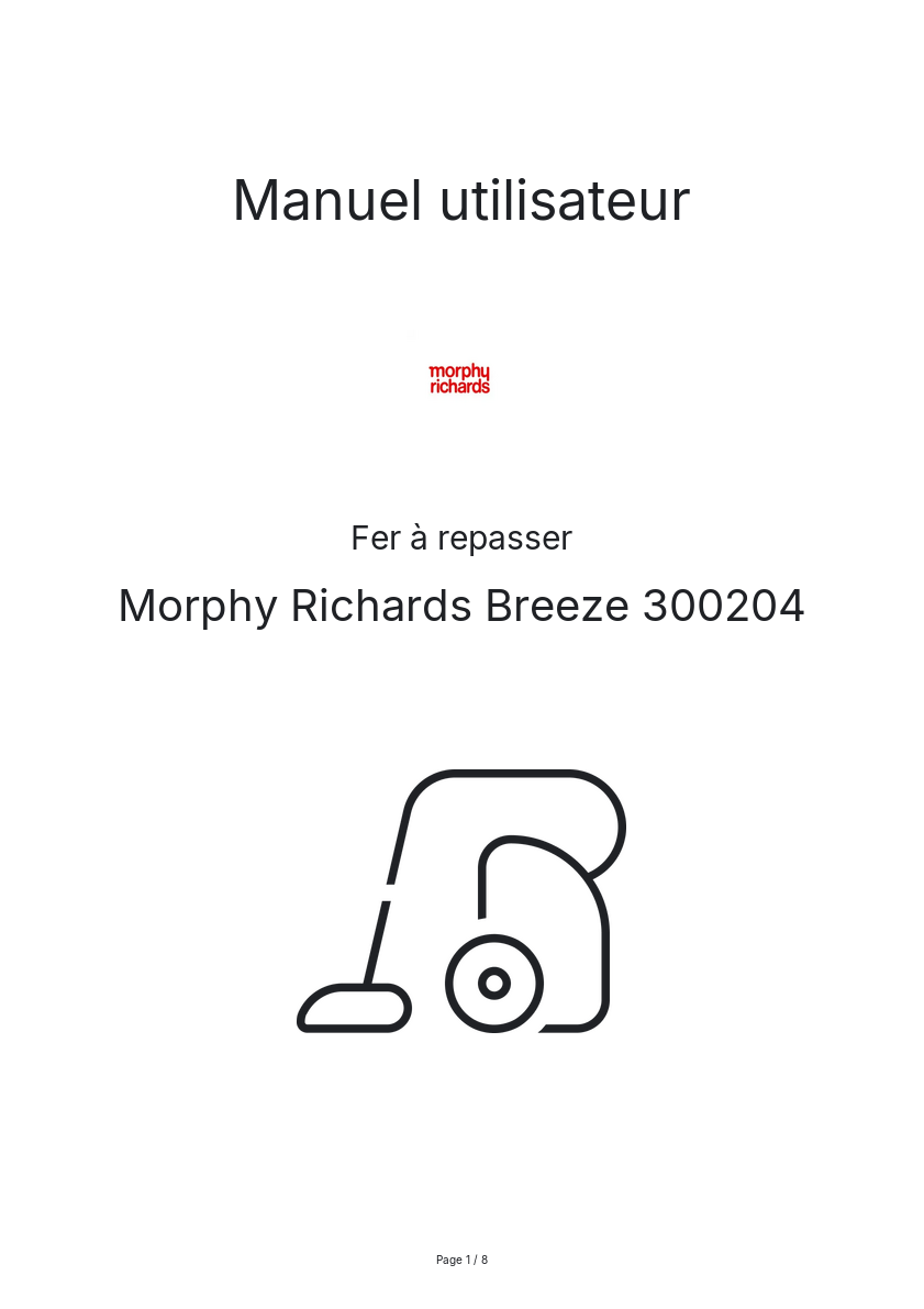 Page n°1 - Manuel utilisateur Morphy Richards Breeze 300204