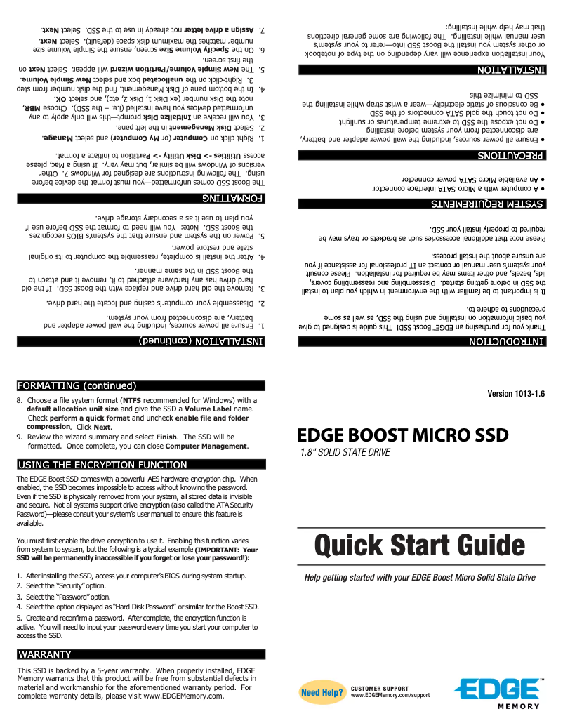 Page 1 de la notice Manuel utilisateur Edge Boost Micro