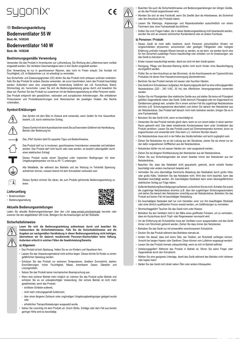 Page 1 de la notice Manuel utilisateur Sygonix FE-50A