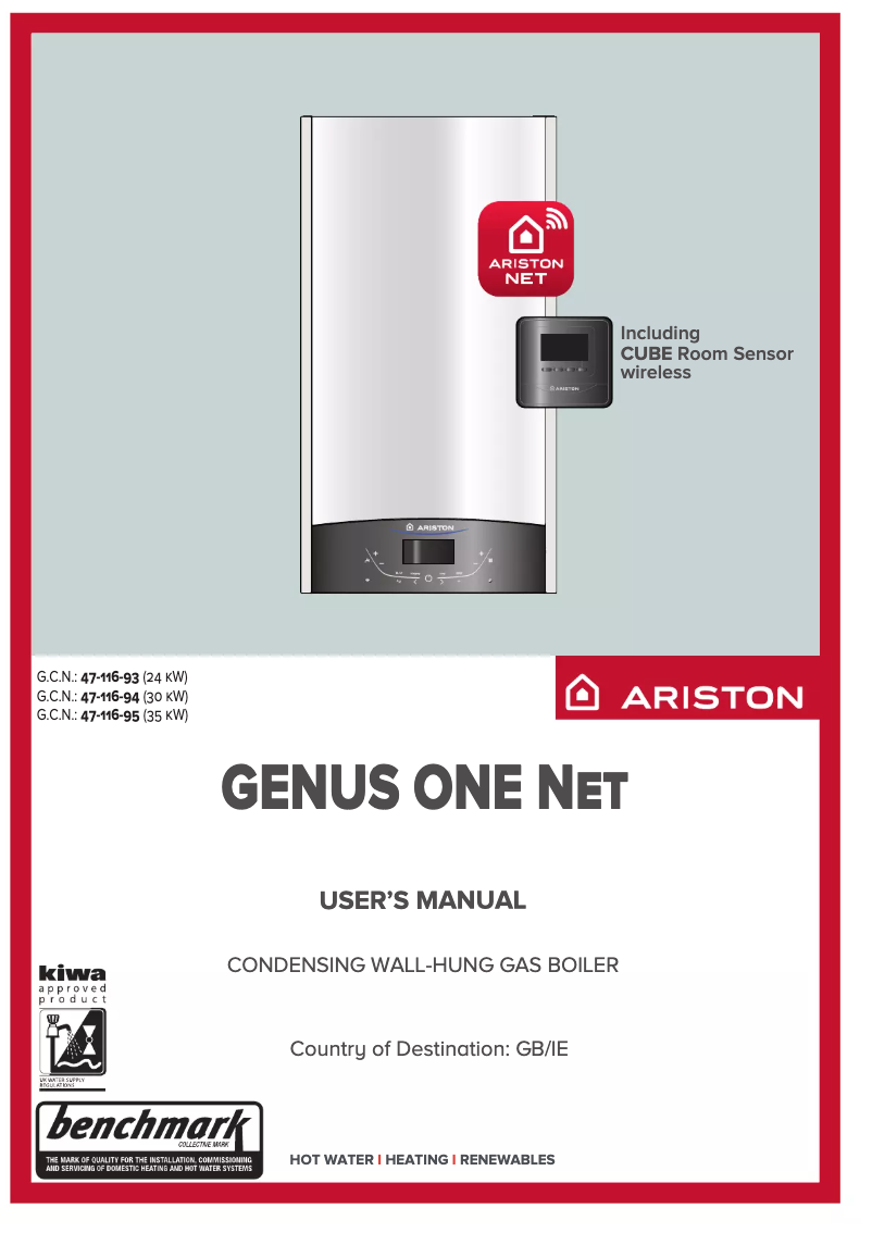 Page 1 de la notice Manuel utilisateur Ariston Thermo Genus One Net