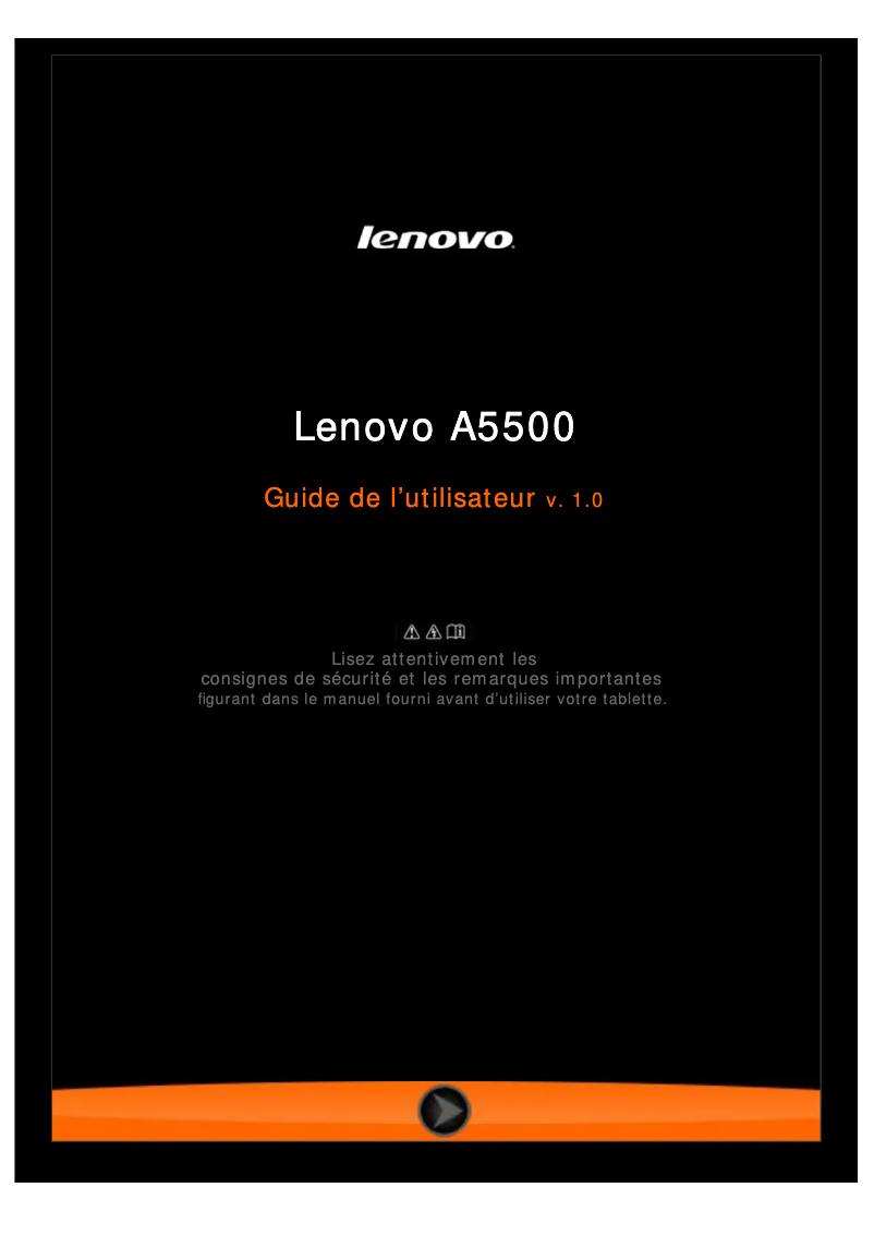 Page 1 de la notice Manuel utilisateur Lenovo IdeaTab A5500