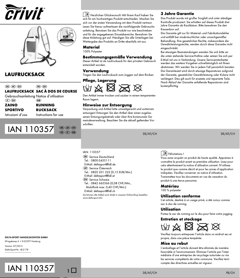 Página 1 del manual Manual de usuario Crivit IAN 110357