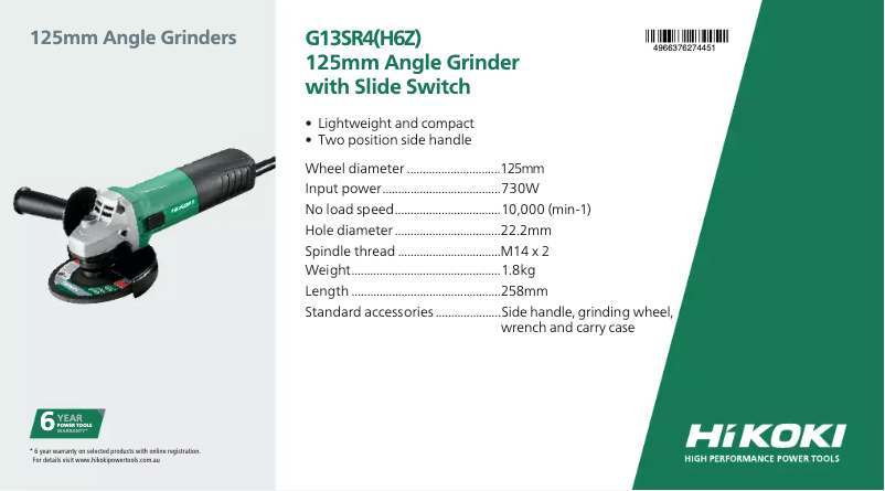 Image de la première page du manuel de l'appareil G13SR4