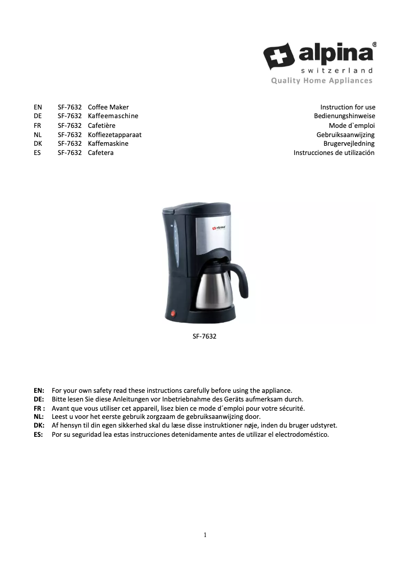 Page n°1 - Manuel utilisateur Alpina SF-7632