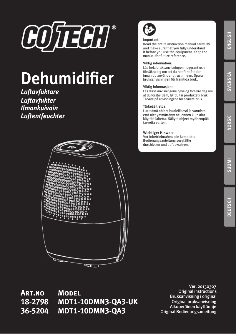 Imagen de la primera página del manual del dispositivo MDT1-10DMN3-QA3