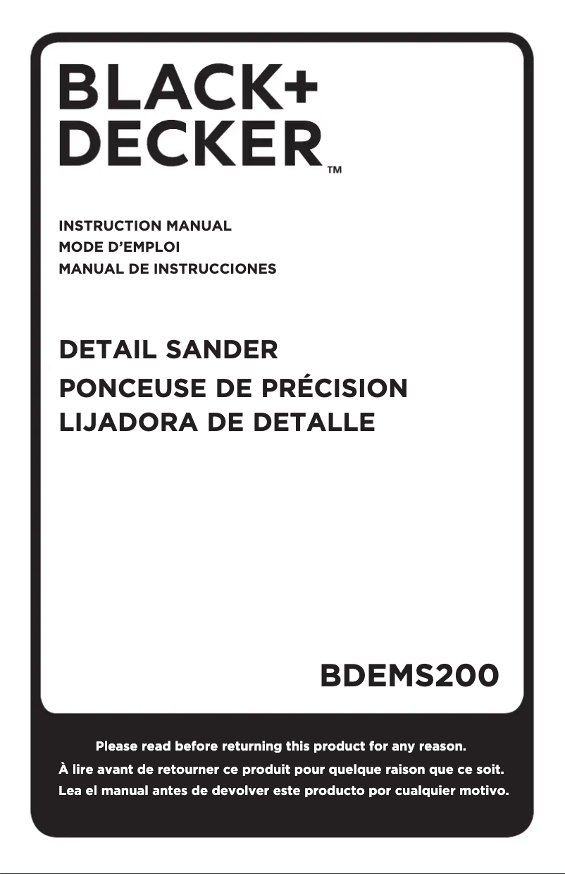 Page 1 de la notice Manuel utilisateur Black & Decker BDEMS200