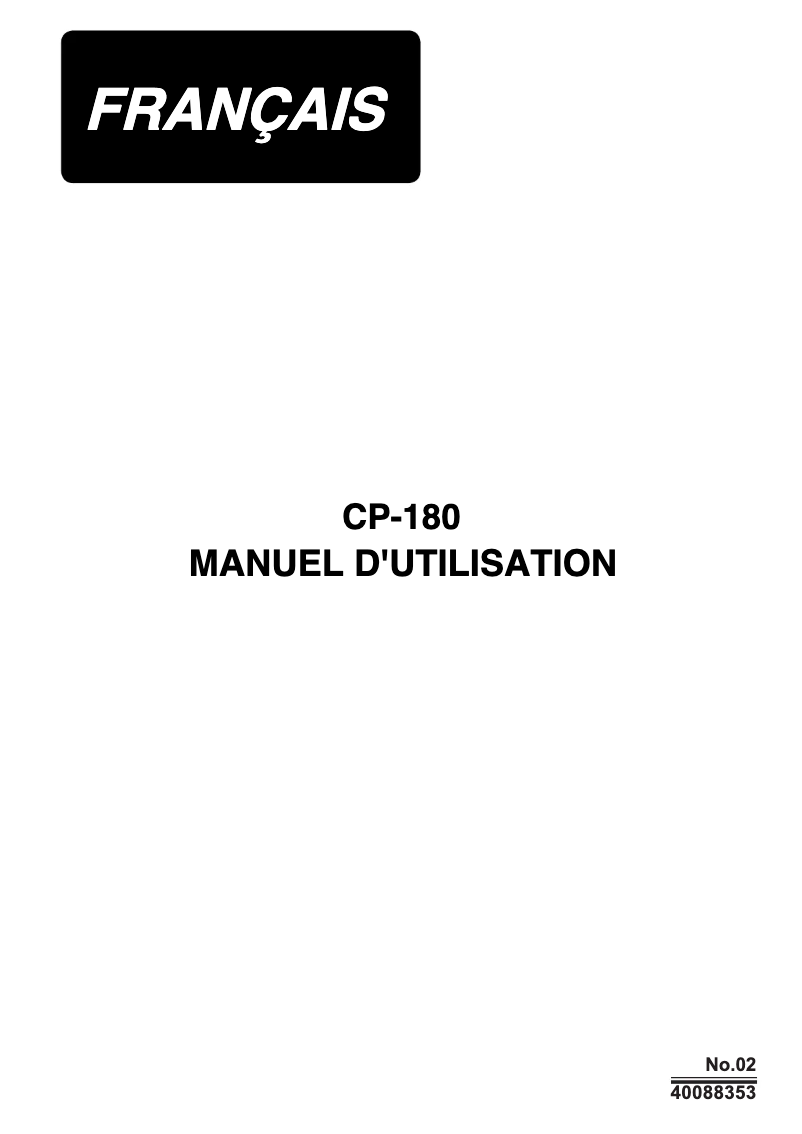 Image de la première page du manuel de l'appareil CP-180