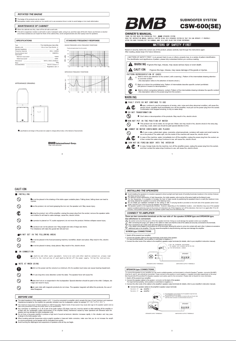Image de la première page du manuel de l'appareil CSW-600