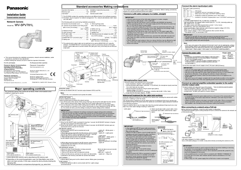 Page 1 de la notice Manuel utilisateur Panasonic WV-SPV781